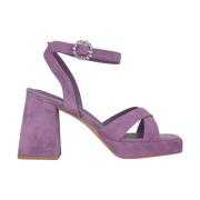 Alma EN Pena Korsad Rem Blockklack Sandal Purple, Dam