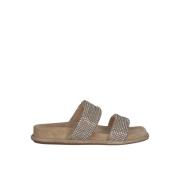 Alma EN Pena Strass Remmar Platta Sandaler Beige, Dam