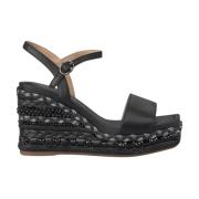 Alma EN Pena Rhinestone Wedge Sandal med Flätad Detalj Black, Dam