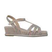 Alma EN Pena Skinande Kil Sandal med Strassband Gray, Dam