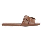 Estro Brun Läder Slide Sandaler Elegant Stil Brown, Dam