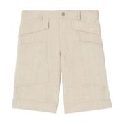 Burberry Beige Ull Shorts med Patch Detaljer Beige, Herr