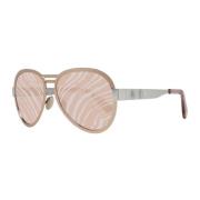 Roberto Cavalli Rose Gold Aviator Solglasögon med Mönstrade Linser Pin...