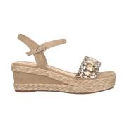 Alma EN Pena Kil Rhinestone Sandal med Flätad Rem Beige, Dam