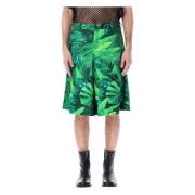 Comme des Garçons Bladtryck Bermuda Shorts Green, Herr