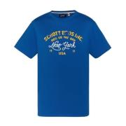 Schott NYC Bomull TShirt Toby - Blå Blue, Herr