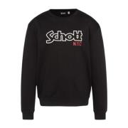 Schott NYC Ikonisk Fleece Sweatshirt - Svart Black, Herr