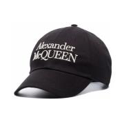 Alexander McQueen Broderad Logga Bomullskeps Svart Black, Herr