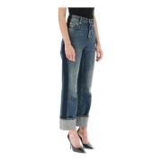 Alexander McQueen Baggy Boyfriend Straight Jeans Blue, Dam