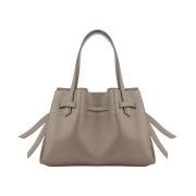 Pourchet Paris Taupe Läder Axelväska Blossom Beige, Dam