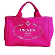 Prada Vintage Pre-owned Canvas totevskor Pink, Dam