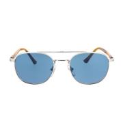 Persol Elegant Metallram Solglasögon Blå Kristall Gray, Unisex