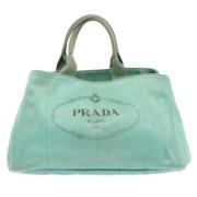 Prada Vintage Pre-owned Canvas totevskor Blue, Dam