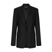 Dolce & Gabbana Svarta Jackor med Peak Revers Black, Dam