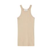 Sportmax Räfflad Jersey Tanktop Beige, Dam