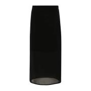 Sportmax Svart Midi Kjol Viskos Chiffong Amico Black, Dam