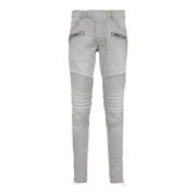 Balmain Biker Jeans i grå quiltad denim Gray, Herr