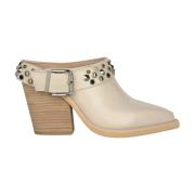 Alma EN Pena Studded Heeled Clogs White, Dam