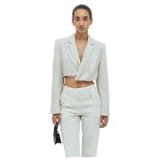 Jacquemus Kort Blazer med Notched Revers White, Dam