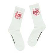 Carne Bollente Ribbed Cotton-Blend Sock Shocks White, Unisex