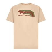 Maison Kitsuné Vit Bomull T-shirt med Fronttryck Brown, Herr