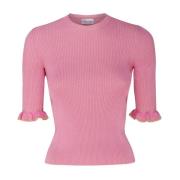 RED Valentino Rosa Rynkad Detalj Stickad Topp Pink, Dam