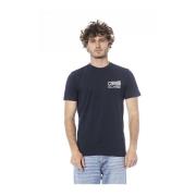 Cavalli Class Blå Logo Print T-shirt i Bomull Blue, Herr