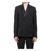 Amiri Svart Pinstripad Dubbelknäppt Blazer Black, Herr