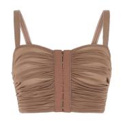 Dolce & Gabbana Brun Mesh Top, Stiligt Design Brown, Dam