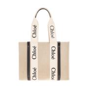 Chloé ‘Woody Medium’ shopper väska Beige, Dam