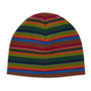 Gallo Grön Fleece Beanie med Multifärgade Ränder Multicolor, Unisex