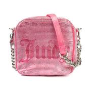 Juicy Couture Rosa polyesterclutch med glittrande strass Pink, Dam