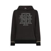 Tommy Hilfiger Ekologisk bomullshoodie med monogram Black, Dam