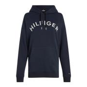 Tommy Hilfiger Hoodie med Front Logo Blue, Dam