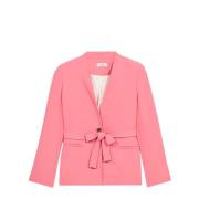 Oltre Oversized Blazer med Sash Pink, Dam