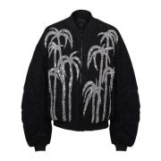 Balmain Tweed bomberjacka med palmträdsbroderi Black, Herr