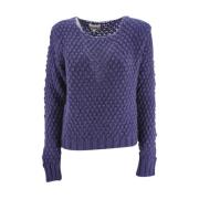 Kocca Räfflad Crew Neck Tröja Jonatan Purple, Dam