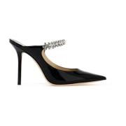 Jimmy Choo Kristalldekorerade Lädermules Black, Dam