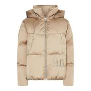 Tommy Hilfiger Quiltad huva dam puffjacka Beige, Dam