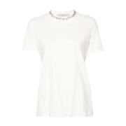 Golden Goose T-shirt med strass och rund hals White, Dam