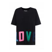 Love Moschino Multifärgad Print Oversize T-shirt Black, Dam