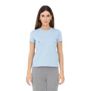 Elisabetta Franchi Pärlcharm T-shirt med Piercing Blue, Dam