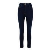 Elisabetta Franchi Hög Midja Skinny Ankel Jeans Blue, Dam