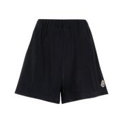 Moncler Marinblå Velvet Patch Logo Shorts Blue, Dam