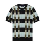 Fred Perry Herr Bomull T-shirt med Jacquard Mönster Multicolor, Herr