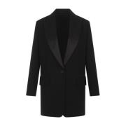 Max Mara Svart Oversize Smokingjacka Black, Dam