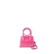 Jacquemus Mini Knut Läder Väska - Fluorescerande Rosa Pink, Dam