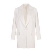 Max Mara Vit Tuxedo Jacka Oversize Volym White, Dam