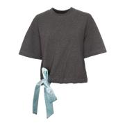 JW Anderson Satin Tie T-Shirt Gray, Dam