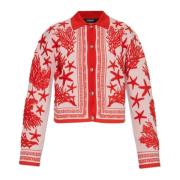 Versace Cardigan med 'Barocco Sea' mönster Red, Dam